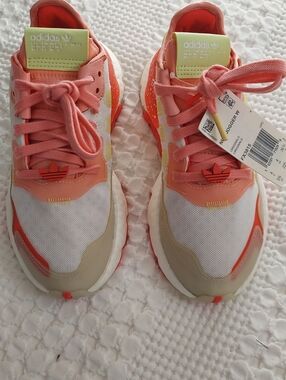 adidas Nite Jogger W Pink and Yellow Athletic Sneakers